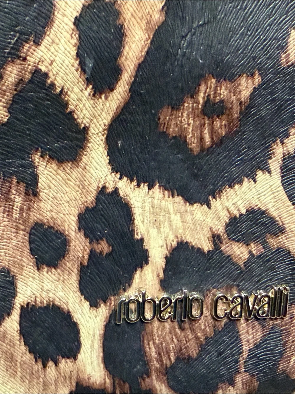 Roberto Cavalli Leopard-Print Tote with Black Trim and Handles